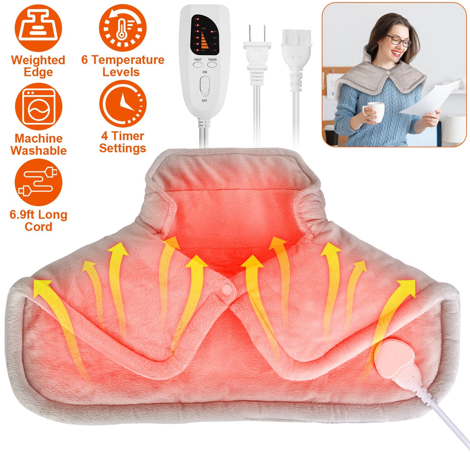 Large Weighted Heating Pad for Neck & Shoulders – Soothing Relief for Caregivers & Loved Ones